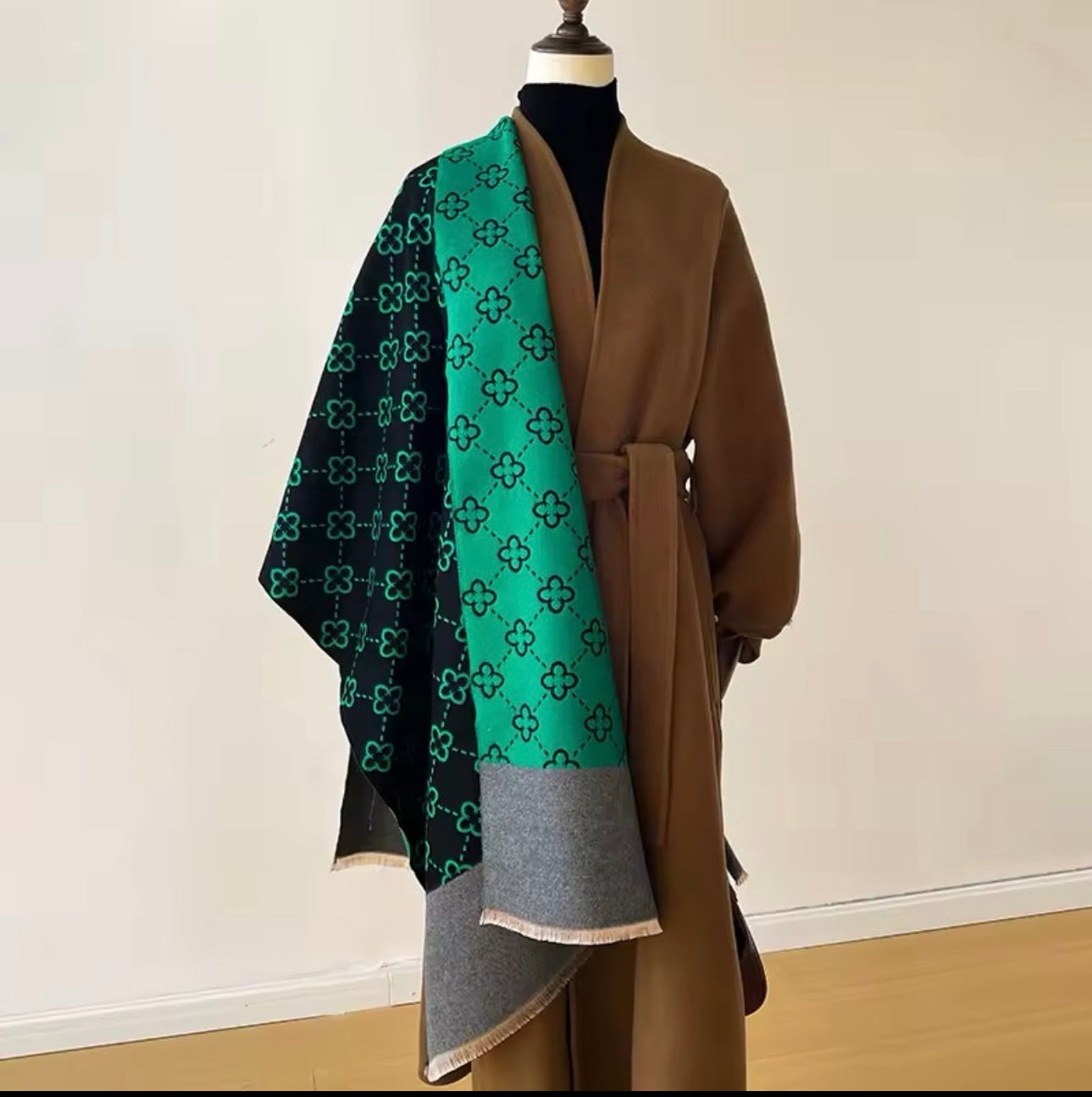 Women Luxurious Cashmere Touch Scarf - Warm Fringe Shawl