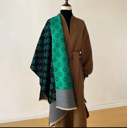 Women Luxurious Cashmere Touch Scarf - Warm Fringe Shawl