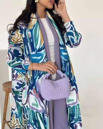 Women Split Abaya Open Front Kaftan Arab Long Robe