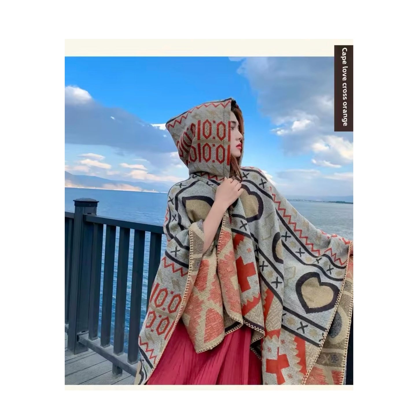 Cashmere Wool Cape Scarf Split Thickened Autumn and Winter Women Cape