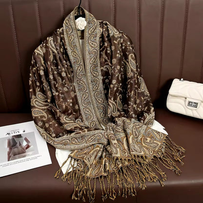 Luxury Women Classic Pashmina  Cashmere Touch Bohemia Scarf - Warm Fringe Shawl
