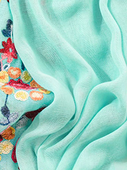 Women Embroidered Scarf Elegant and Versatile for Women Floral Shawl