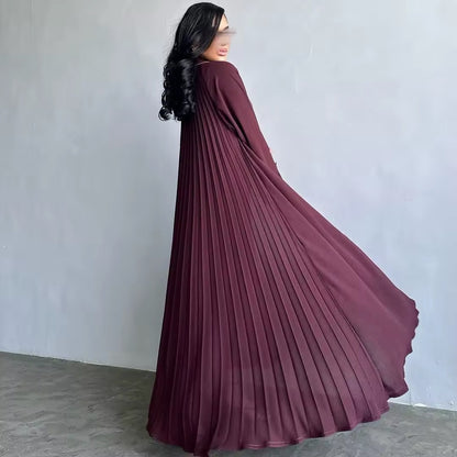 Women Split Abaya Open Front Kaftan Arab Long Robe