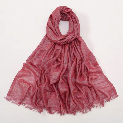 Women Glimmer Shiny Women Hijab Scarf Muslim Long Scarves Light Weight