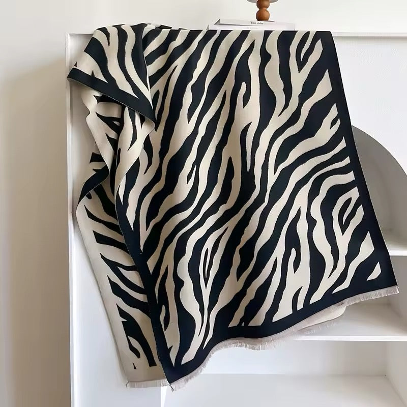 Tiger Print Scarf Thickened Warm Cashmere Shawl Women Allure