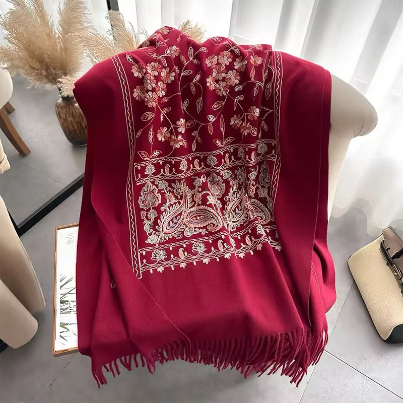Women Embroidered Scarf Elegant and Versatile for Women Floral Shawl