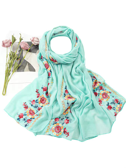 Women Embroidered Scarf Elegant and Versatile for Women Floral Shawl