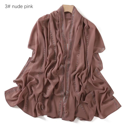 Women Glimmer Shiny Women Hijab Scarf Muslim Long Scarves Light Weight