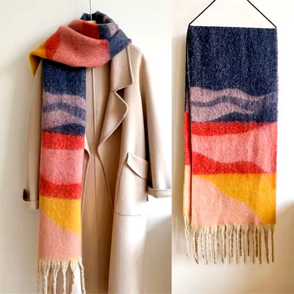 Women Woollen & Men Wool Scarf - Warm Fringe Shaw