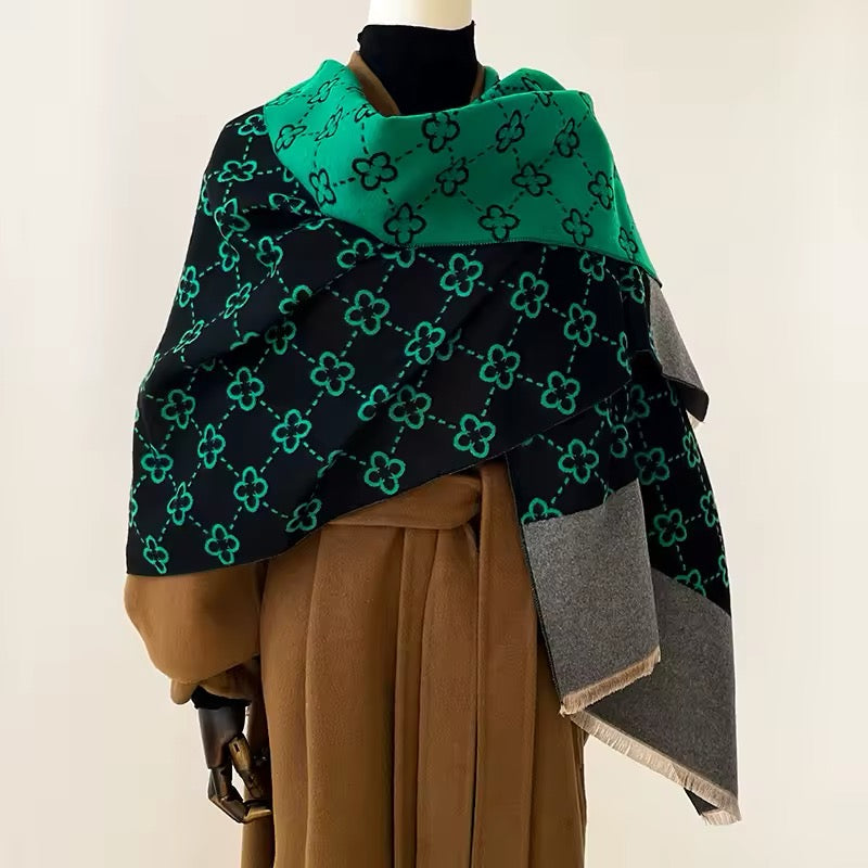 Women Luxurious Cashmere Touch Scarf - Warm Fringe Shawl