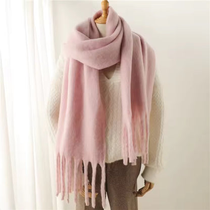 Men Wool & Women Woollen Cashmere Touch Scarf - Warm Fringe Shawl