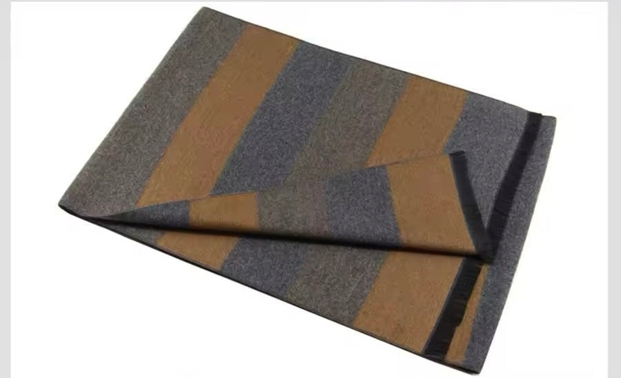 Men & Women Checked Pattern Cashmere Touch Scarf - Warm Fringe Shawl