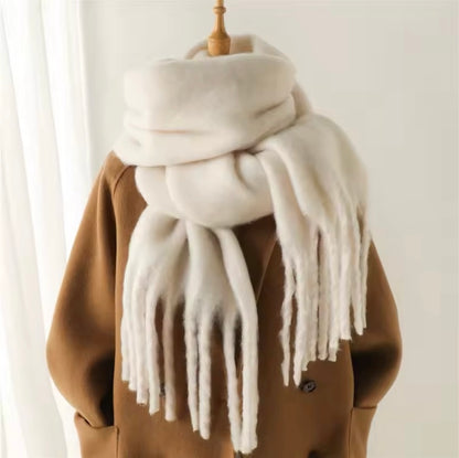 Men Wool & Women Woollen Cashmere Touch Scarf - Warm Fringe Shawl