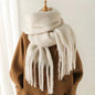 Men Wool & Women Woollen Cashmere Touch Scarf - Warm Fringe Shawl