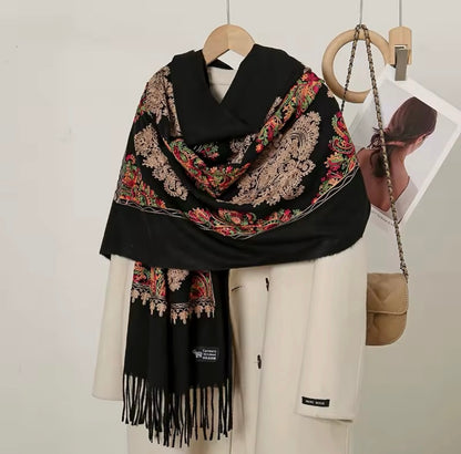 Women Embroidered Scarf Elegant and Versatile for Women Floral Shawl