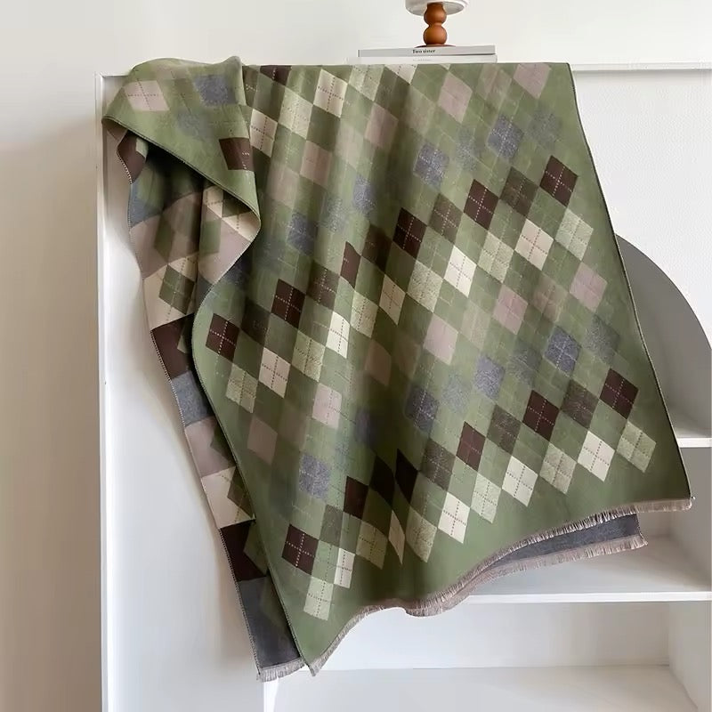 Women Luxurious Cashmere Touch Scarf - Warm Fringe Shawl