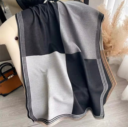 Women Luxurious Cashmere Touch Scarf - Warm Fringe Shawl