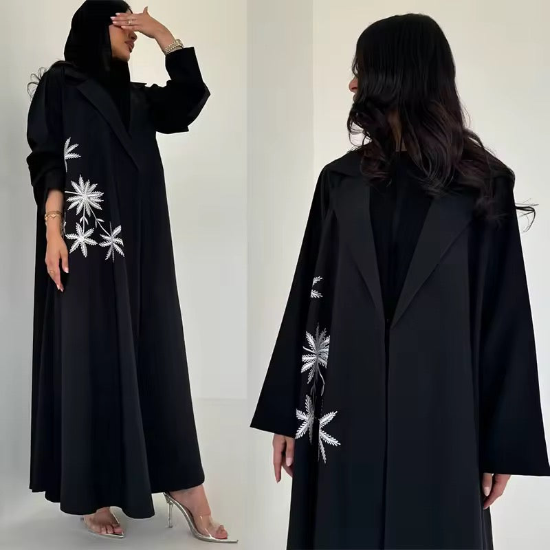 Split Women Black Abaya Modest Clothing Women Split Coat Abaya