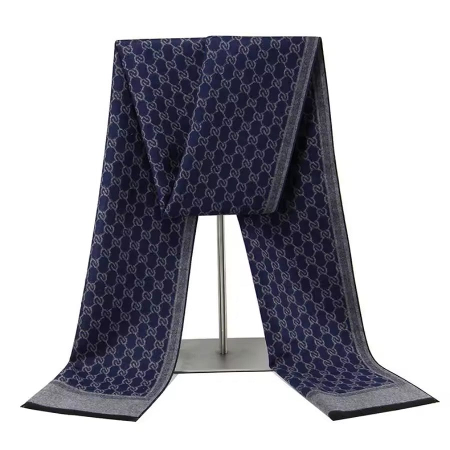 Men & Women Checked Pattern Cashmere Touch Scarf - Warm Fringe Shawl