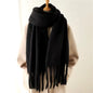 Men Wool & Women Woollen Cashmere Touch Scarf - Warm Fringe Shawl