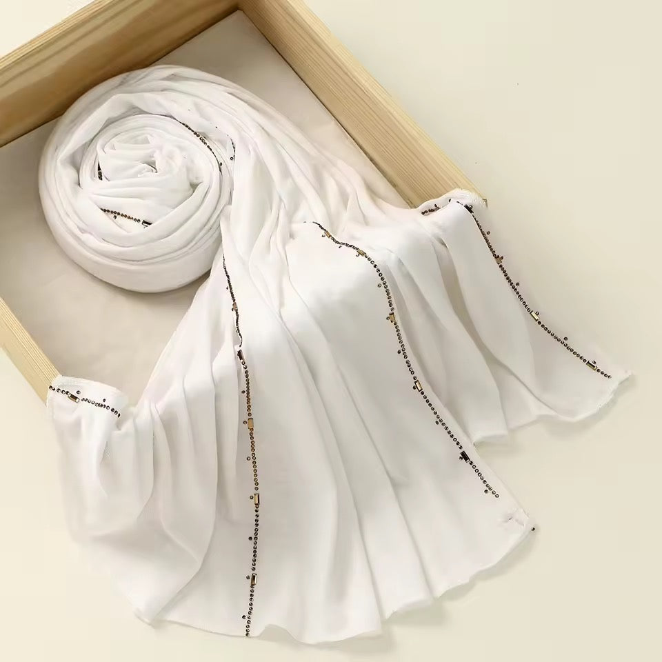 Women Glimmer Shiny Women Hijab Scarf Muslim Long Scarves Light Weight