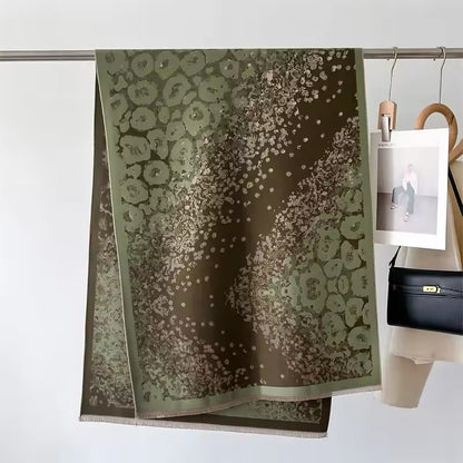 Leopard Print Scarf Thickened Warm Cashmere Double Sided Shawl Women Allure