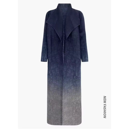 Women Split Abaya Fashion Open Front Long Coat Gradient Loose Design Trench Coat