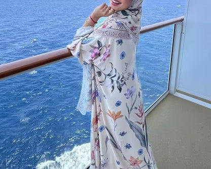 Women Split Abaya Open Front Kaftan Arab Long Robe