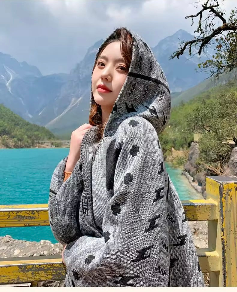 Cashmere Wool Cape Scarf Split Thickened Autumn and Winter Women Cape