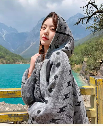 Cashmere Wool Cape Scarf Split Thickened Autumn and Winter Women Cape