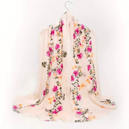 Women Embroidered Scarf Elegant and Versatile for Women Floral Shawl