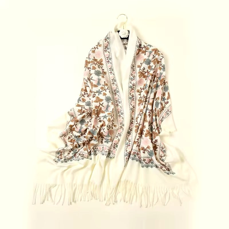 Women Embroidered Scarf Elegant and Versatile for Women Floral Shawl