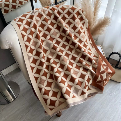 Women Luxurious Cashmere Touch Scarf - Warm Fringe Shawl