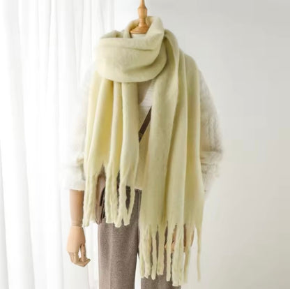 Men Wool & Women Woollen Cashmere Touch Scarf - Warm Fringe Shawl