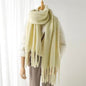 Men Wool & Women Woollen Cashmere Touch Scarf - Warm Fringe Shawl