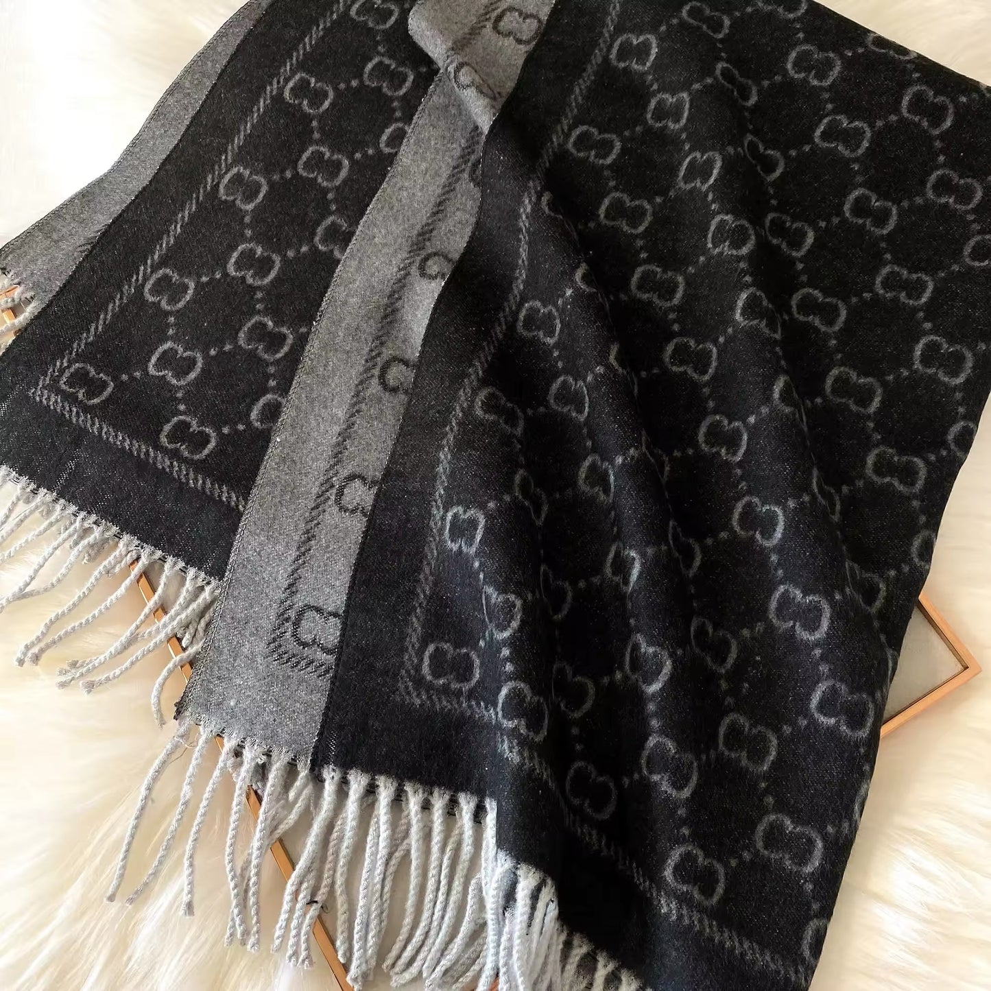 Women Luxurious Cashmere Touch Scarf - Warm Fringe Shawl