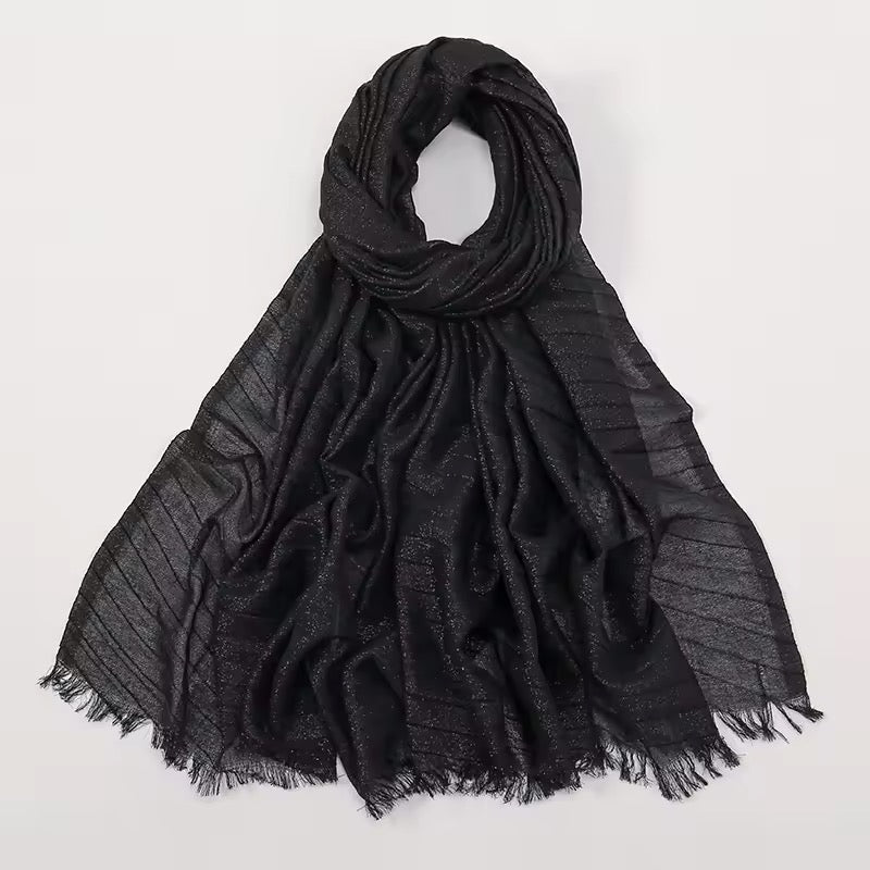 Women Glimmer Shiny Women Hijab Scarf Muslim Long Scarves Light Weight