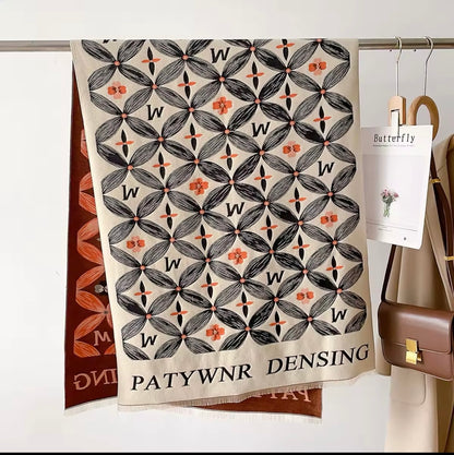 Women Luxurious Cashmere Touch Scarf - Warm Fringe Shawl