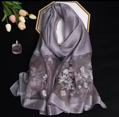 Women Embroidered Scarf Elegant and Versatile for Women Floral Shawl
