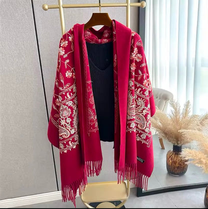 Women Embroidered Scarf Elegant and Versatile for Women Floral Shawl