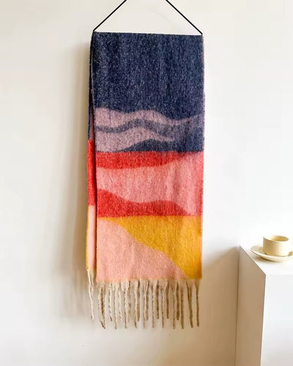 Women Woollen & Men Wool Scarf - Warm Fringe Shaw