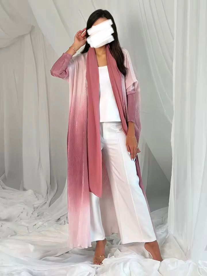 Women Split Abaya Open Front Kaftan Arab Long Robe