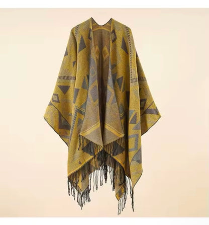 Cashmere Wool Cape Scarf Split Thickened Autumn and Winter Women Cape