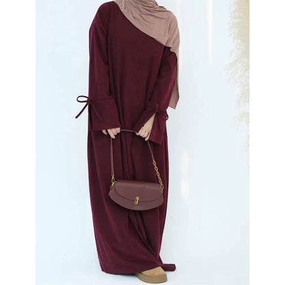 Sweet Bow-knot Dubai Women Closed Abaya Luxury Modest Clothing