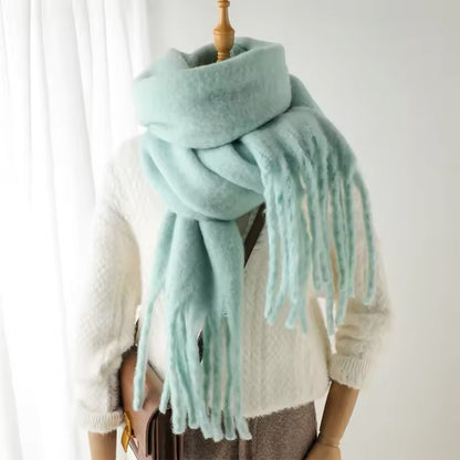 Men Wool & Women Woollen Cashmere Touch Scarf - Warm Fringe Shawl