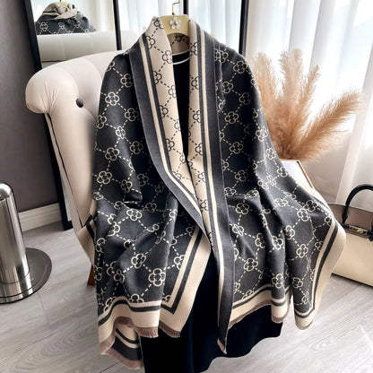 Women Luxurious Cashmere Touch Scarf  - Warm Fringe Shawl