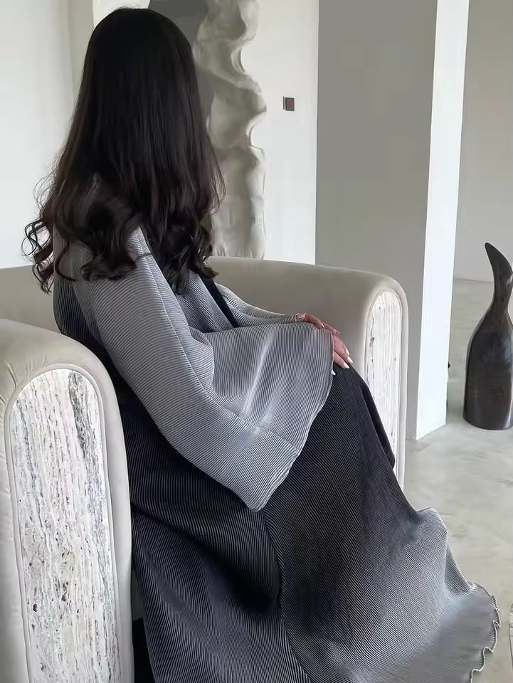 Women Split Abaya Open Front Kaftan Arab Long Robe