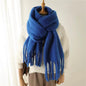 Men Wool & Women Woollen Cashmere Touch Scarf - Warm Fringe Shawl