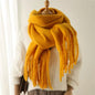 Men Wool & Women Woollen Cashmere Touch Scarf - Warm Fringe Shawl