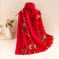 Women Embroidered Scarf Elegant and Versatile for Women Floral Shawl